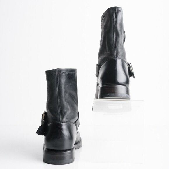 Frye Womens Natalie Engineer Black Leather Bootie Mid-Calf Boots US 6.5 EU 37 - Picture 6 of 8